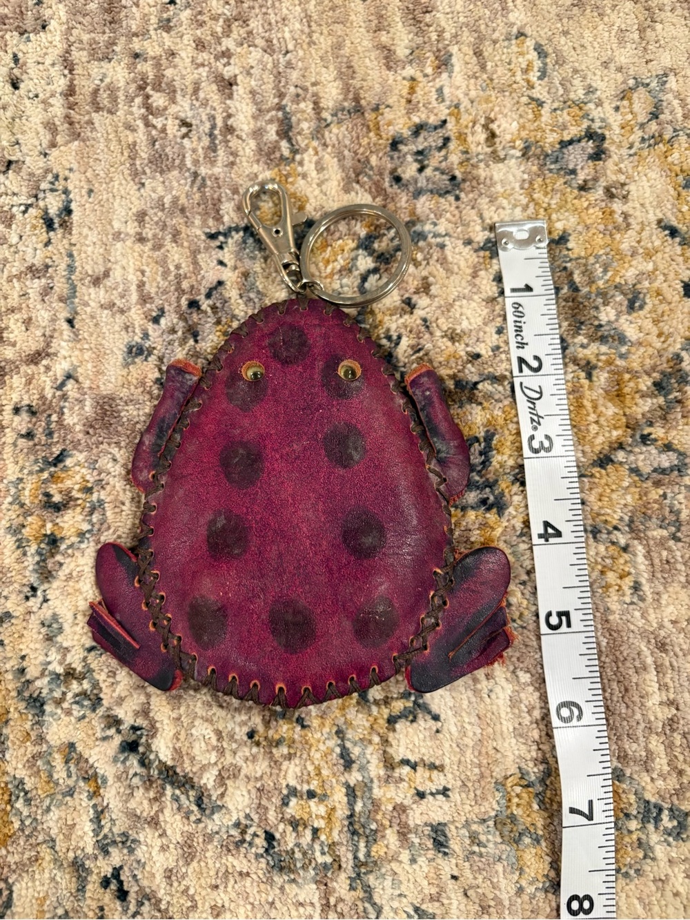 Handmade Leather 3D Animal Tree Frog Coin Purse Pocket Purple Key Chain